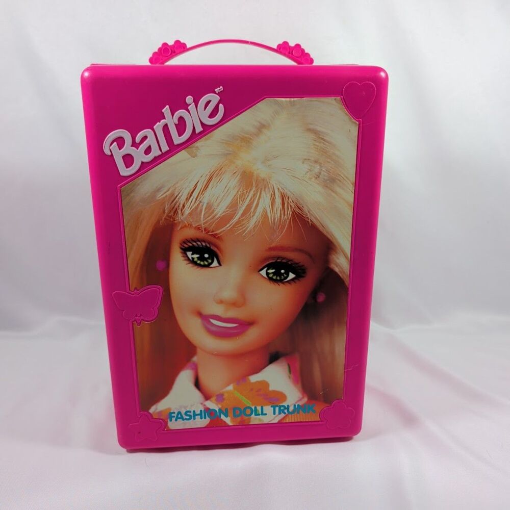 Vintage Barbie Fashion Doll Trunk Wardrobe Case Closet Pink Mattel